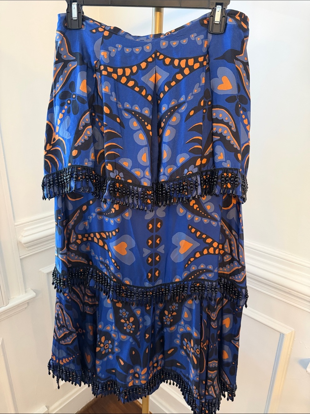 Farm Rio Beaded Fringe Tiered Skirt